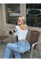 Women's White Basic Spanish Sleeve Crop Top - 3