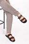 Men's Genuine Leather Daily Classic Buckle Slippers Esm.610