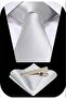 Men's Satin Tie Handkerchief And Silver Steel Tie Clip Set