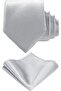 Men's Satin Tie Handkerchief And Silver Steel Tie Clip Set - 2