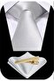 Men's Satin Tie Handkerchief And Gold Steel Tie Clip Set - 6