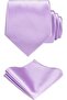 Men's Satin Tie Handkerchief And Silver Steel Tie Clip Set - 2
