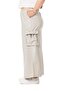 Large Size Gray Long Leather Skirt with Gather Detail on Waist and Pockets - 5