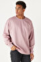 Men's Dusty Rose Oversize Loose Cut Crew Neck Plain Sweatshirt
