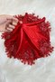 Red Bride Groom Halay Handkerchief, Satin Vip Applique, Henna Night Wedding Bridesmaid Circumcision Promise Engagement - 3