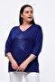 Large Size New Season Casual Comfort Model Peacock Feather Pattern Stone Embroidered Mother Stylish 4 Seasons Blouse - 9