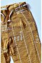 Girl's Mustard Color Viscose Striped Rope String Trousers - 3