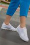 Women's White Lace-up Daily Flat Comfortable Sole Sneaker Mesh Soft Stylish Walking Sports Shoes
