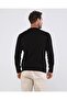 Battal Men's Crew Neck Knitwear Black Sweater Patterned Sleeve and Waist Elastic Knit Classic - 5
