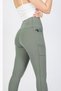 Women's Green Ribbed Winter Fleece Inside Pocket High Waist Ankle Length Thermal Leggings 25 - 4