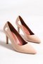 Nude Patent Leather Stiletto Heeled Women's Shoes - Anger - 4
