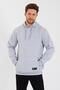 Gray Kangaroo Pocket Hooded Cotton Inside Men's Sweatshirt - 7