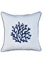 Embroidered Throw Pillow Cover with Piping Coral (Ecru / Navy Blue Embroidery)