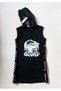 Girl's 100% Cotton Cotton Black Color Mesh Hooded Jewelled Scale Stylish K-cool Dress