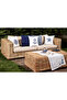 Embroidered Throw Pillow Cover with Piping Coral (Ecru / Navy Blue Embroidery) - 3