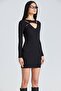 1968 Drop Detailed Black Dress with Low-cut Breast - 2