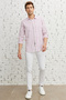 Men's White-burgundy Comfort Fit Relaxed Cut 100% Cotton Classic Collar Shirt - 2