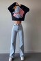 My End Game Ice Blue Women's Loose Lycra 90's Super High Loose Leg Denim Palazzo Trousers - 3