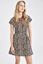 Polka Dot Patterned Summer Mini 100% Cotton Dress with Lace Waist - 3