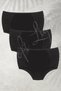 Lace Gathering Women's Panties High Waist Cotton Black Panties 3-Piece Panties