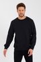 Black Crew Neck Label Detailed Cotton Inside Men's Sweatshirt