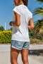 Women's White Polo Neck Camisole T-Shirt GK-BSTW2879 - 2