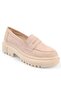 Capone Oval-Toe Track-Sole Suede Beige Women's Loafers - 8