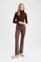 Long Length Gabardine Trousers with Flared Leg Pockets - 6