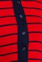 Navy Blue Crop Striped Polo Neck Knitwear Cardigan Twoaw24Hi00384 - 5