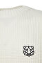 Ekru Oversize Fit Geniş Kalıp Bisiklet Yaka Nakışlı Triko Kazak TMNAW24KZ00032 - 7