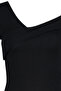 Siyah Pamuklu Esnek Volanlı Fitted/Vücuda Oturan Crop Örme Bluz TWOAW24BZ00161 - 8