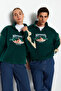 Zümrüt Yeşili Unisex Oversize/Geniş Kesim Dik Yaka Anti-pilling Polar Sweatshirt TMNAW24SW00034 - 4