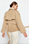 Bej Oversize Geniş Kesim Kemerli Trençkot TWOAW24TR00011 - 10