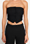 Siyah Straplez Düğme Detaylı Crop Dokuma Bluz TWOAW24BZ00421 - 10