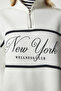 Women's Ecru Zippered Collar Printed Raised Sweatshirt UB00168 - 5