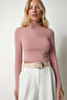 Women's Dusty Rose High Collar Corded Camisole Crop Blouse ub00165 - 3