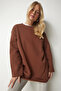 Women's Brown Raised Oversize Knitted Sweatshirt NJ00131 - 2