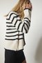 Women's Cream Metal Button Detail Striped Knit Cardigan BP00149 - 3