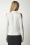 Women's Ecru High Collar Off-the-Shoulder Knitwear Blouse UB00152 - 6