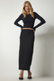 Women's Black Basic Long Skirt ub00174 - 2