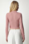 Women's Dusty Rose High Collar Corded Camisole Crop Blouse ub00165 - 5