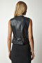 Women's Black Faux Leather Vest TO00075 - 6