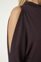 Women's Dark Brown High Collar Off-the-Shoulder Knitwear Blouse UB00152 - 5
