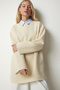 Women's Latte Ribbed Oversize Knitted Sweatshirt NJ00131 - 2