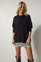 Women's Black Pocket Detailed Basic Knit Sweater MX00125 - 2