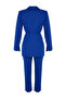 Blue Tie-Detail Lined Crepe Jacket-Pants Woven Top and Bottom Set TCTSS23US00044 - 12