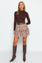 Beige Floral Lined Flounce Chiffon Mini Woven Skirt TWOAW21ET0411 - 5