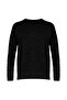 Siyah Slim Fit Dar Kesim Bisiklet Yaka Kol Dokulu Desenli Reglan Kol Triko Kazak TMNAW22KZ0380 - 12