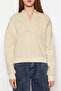 Taş Kalın İçi Polarlı Kapüşonlu Rahat Kesim Crop Örme Sweatshirt TWOAW24SW00065 - 3