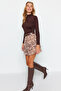 Beige Floral Lined Flounce Chiffon Mini Woven Skirt TWOAW21ET0411 - 2